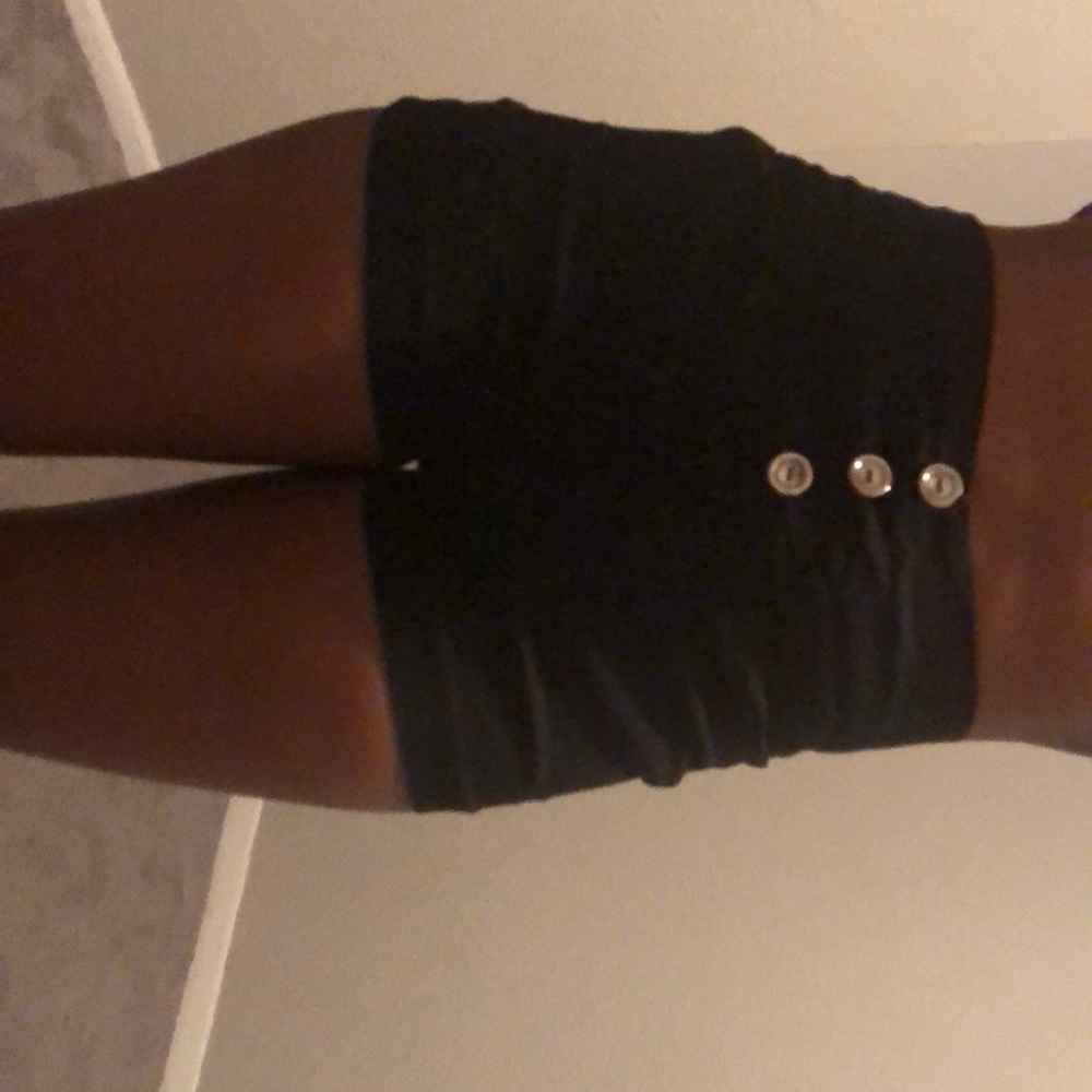 All black high waste shorts